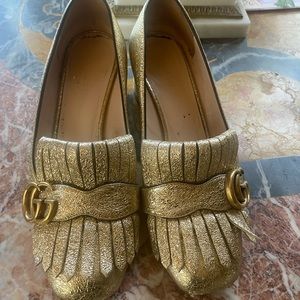 Gucci Marmont gold loafers 37